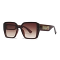 Modern oversized square sunglasses with brown gradient lenses and floral butterfly arms - Tea Frame Gradient Tea Lens