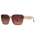 Modern oversized polygonal sunglasses with amber frames and brown gradient lenses - Champagne Frame Gray Red Gradient Lenses