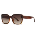 Chic oversized square sunglasses with brown tortoiseshell frame and gradient lenses - Tea and Leopard Splicing Frame