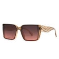 Brown translucent square sunglasses with gradient lenses and gold engraved temples - Champagne Frame Red Brown Gradient Lens (C4)