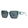 Lunettes de soleil carrées vert menthe avec branches métalliques évidées et verres gris - Vert Menthe/Noir