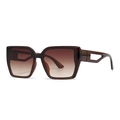 Lunettes de soleil carrées modernes avec verres dégradés bruns et branches ajourées - Thé/Marron