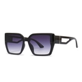 Modern square cat-eye sunglasses with thick black frames and purple gradient lenses - C6 Black Frame Double Gray