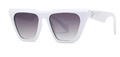 White thick frame cat-eye sunglasses with grey gradient lenses and triple metal rivets - White Frame Gray Lens