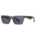 Gafas de sol rectangulares modernas con montura gris y patillas en carey de diseño - Montura gris Lente negra