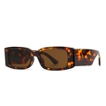 Modern tortoiseshell square sunglasses with wide temples and brown lenses for women - C5 Beige Marble Frame Gradient Tea Lens
