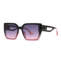 Lunettes de soleil carrées avec verres dégradés violets et branches en métal - Noir Rose/Gris
