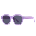 Lunettes de soleil polygonales irrégulières monture violette et rivets métalliques - Monture Violette Verre Gris