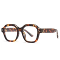Lunettes de soleil modernes irrégulières écaillées avec monture épaisse et rivets en métal - Monture Écaille Verre Transparent