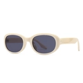 Occhiali da sole ovali vintage crema con lenti scure e stile retrò anni '90 Y2K - Montatura Beige Lente Grigia