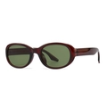 Vintage oval sunglasses in dark amber frame with green lenses for retro fashion style - Tea Frame Green Lens