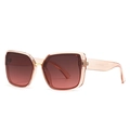 Square oversized sunglasses in peach pink transparent frame with brown gradient lenses - Champagne Pink/Red