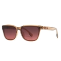 Retro square sunglasses with translucent amber frame and gradient reddish-brown lenses - Champagne Frame Grey Red Gradient (C3)
