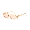 Retro rechthoekige zonnebril met champagne montuur en gouden metalen details - Champagne/Roze