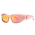 Lunettes de soleil œil-de-chat roses transparentes avec verres miroirs orange tendance - Miroir Rose