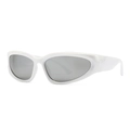 Lunettes de soleil de sport blanches rétro futuristes avec verres gris et monture large - Argent Miroir