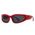 Lunettes de soleil de sport rétro avec monture rouge brillant et verres fumés - Monture Rouge Verres Gris
