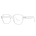 Lunettes de soleil géométriques polygonales transparentes avec branches larges et détails argentés - Monture Transparente Verres Transparents