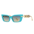 Lunettes de soleil cat-eye rectangulaires avec monture bleue pailletée et doré - Monture Bleue Pailletée Verres Dégradés Bleu Thé
