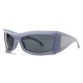 Gafas de sol deportivas lavanda mate con lentes oscuras grandes y montura envolvente - Gris Lentes Grises