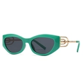 Occhiali da sole cat-eye verdi con stanghette dorate traforate e lenti grigie - Verde (C2 Verde Grigio)