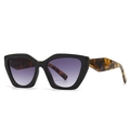 Retro square oversized sunglasses with black frames and tortoiseshell temples in purple tint - Black Frame Yellow Lens