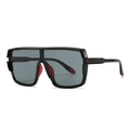 Big frame fashion sunglasses in black with grey lenses and red temple accents - Black