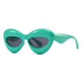 Futuristische polygonale Sonnenbrille in Mintgrün mit Oversize-Rahmen und Grauglas - Grün Schwarz Grau