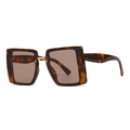 Moderne quadratische Cat-Eye-Sonnenbrille mit Schildpatt-Rahmen und goldener Metallbrücke - C4 Leopard-Druck Tee