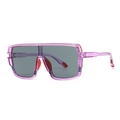 Oversized wrap-around sunglasses with purple transparent frame and red anti-slip accents - Purple