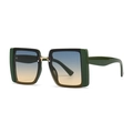 Moderne Cat-Eye-Sonnenbrille mit grünem Rahmen und blau-gelbem Farbverlauf für Damen - Grün Blau Tee