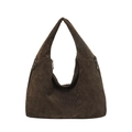 Dunkelbraune Hobo-Tasche aus strukturiertem Canvas mit silbernen Reißverschlüssen - Braun