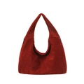 Vintage bordeauxrote Cord-Hobo-Tasche mit großem Fassungsvermögen und weicher Textur - Rot