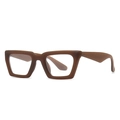 Gafas de sol modernas cat-eye con montura gruesa marrón mate y lentes claras - Montura Color Té Lente Transparente