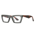 Gafas de sol de ojo de gato con montura gris transparente y patillas de carey - Montura Gris Patilla Leopardo Lentes Blancas