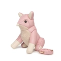 Borsa a tracolla a forma di volpe in ecopelle rosa e pile con cinturino regolabile - Rosa