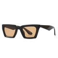 Gafas de sol rectangulares retro con montura negra gruesa y lentes de color ámbar - Montura Negra Lentes Marrón Claro