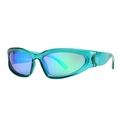 Moderne blaugrüne transparente Sport-Sonnenbrille mit farbig verspiegelten Gläsern - Transparentes Grün Merkur