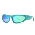Sport-Sonnenbrille in Petrol mit blau-grün schillernden Gläsern und flacher Passform - Festes Grün mit Grüner Linse