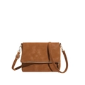 Retro brown saddle crossbody bag with litchi texture and adjustable shoulder strap - Brown