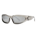 Lunettes de soleil Y2K futuristes avec monture translucide fumée et verres miroirs argentés - Gris Argent Eau