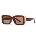 Gafas de sol cuadradas ojo de gato modernas con montura de carey marrón y detalles dorados - Montura color té, lentes color té