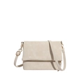 Minimalist envelope saddle bag in beige matte finish with elegant gold hardware - White