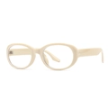 Retro cream oval-frame sunglasses with high-quality thick acetate temples and clear lenses - Beige Frame Clear Lens