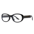 Modern rock style oval black glossy frames with clear lenses for women - Black Frame Clear Lens