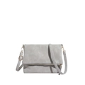 Light gray envelope crossbody bag with gold zipper and matte faux leather finish - Gray