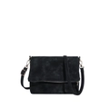 Retro black matte crossbody bag with marble texture and golden hardware details - Black