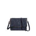 Dark blue messenger bag with matte leather texture and elegant gold zipper detail - Blue