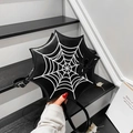 Sac bandoulière gothique noir en forme de toile d'araignée avec broderie et lanière - Noir