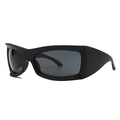 Matte black oversized rectangular sports sunglasses with dark grey lenses for men and women - Sand Black Gray Lens